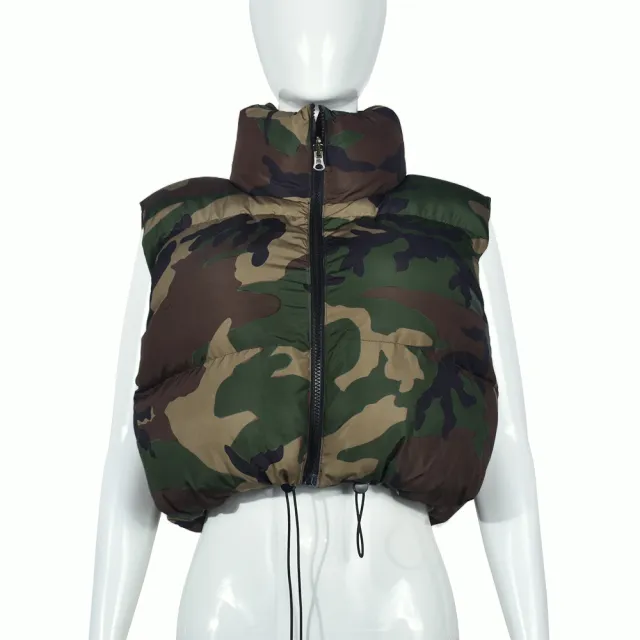 Autumn New Fashion Personalized Camouflage Stand up Collar Cotton padded Clothes Vest Camouflage - Shop at LoveMi