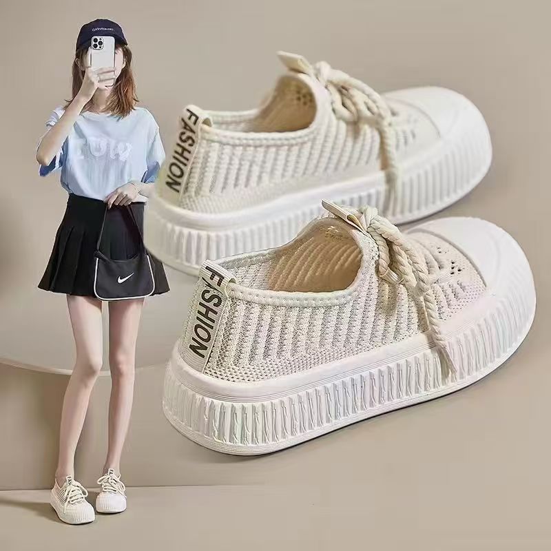 Womens Breathable Hollow-Out Thick-Soled Mesh Sneakers