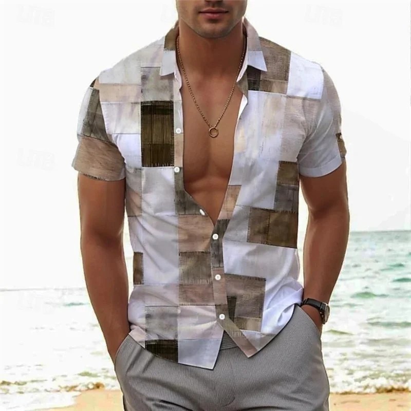 4-Way Stretch Retro 3 D Floral Men’s Short Sleeve Shirt 4-Way Stretch Retro 3 D Floral Men’s Short Sleeve Shirt
