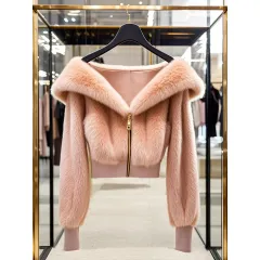 New Social Elegant Lady Of Note Plush Coat - Pink - View 1
