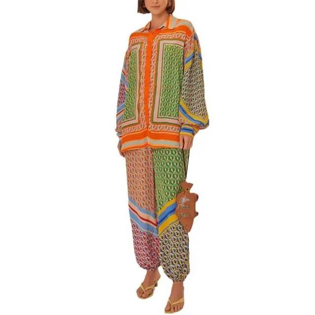 Printed Casual Trousers Shirt Tops Suit Picture Color Suit - Shop at LoveMi