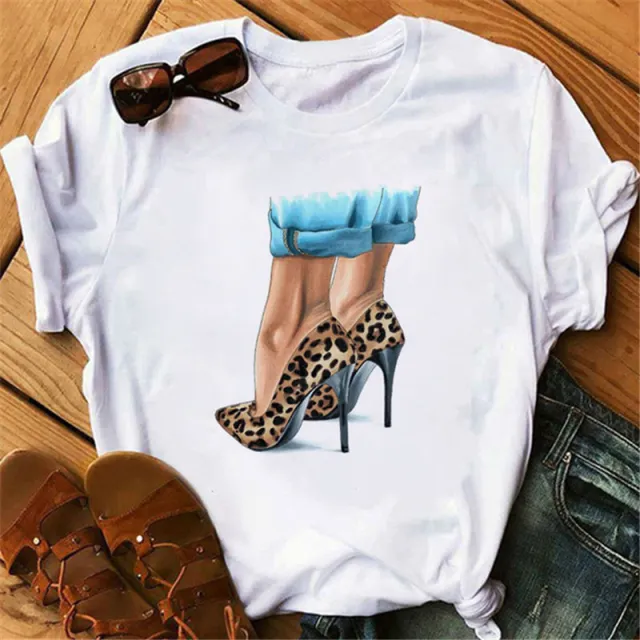 Women's High Heels Pattern Cute Loose Top T shirt 5314 - Shop at LoveMi