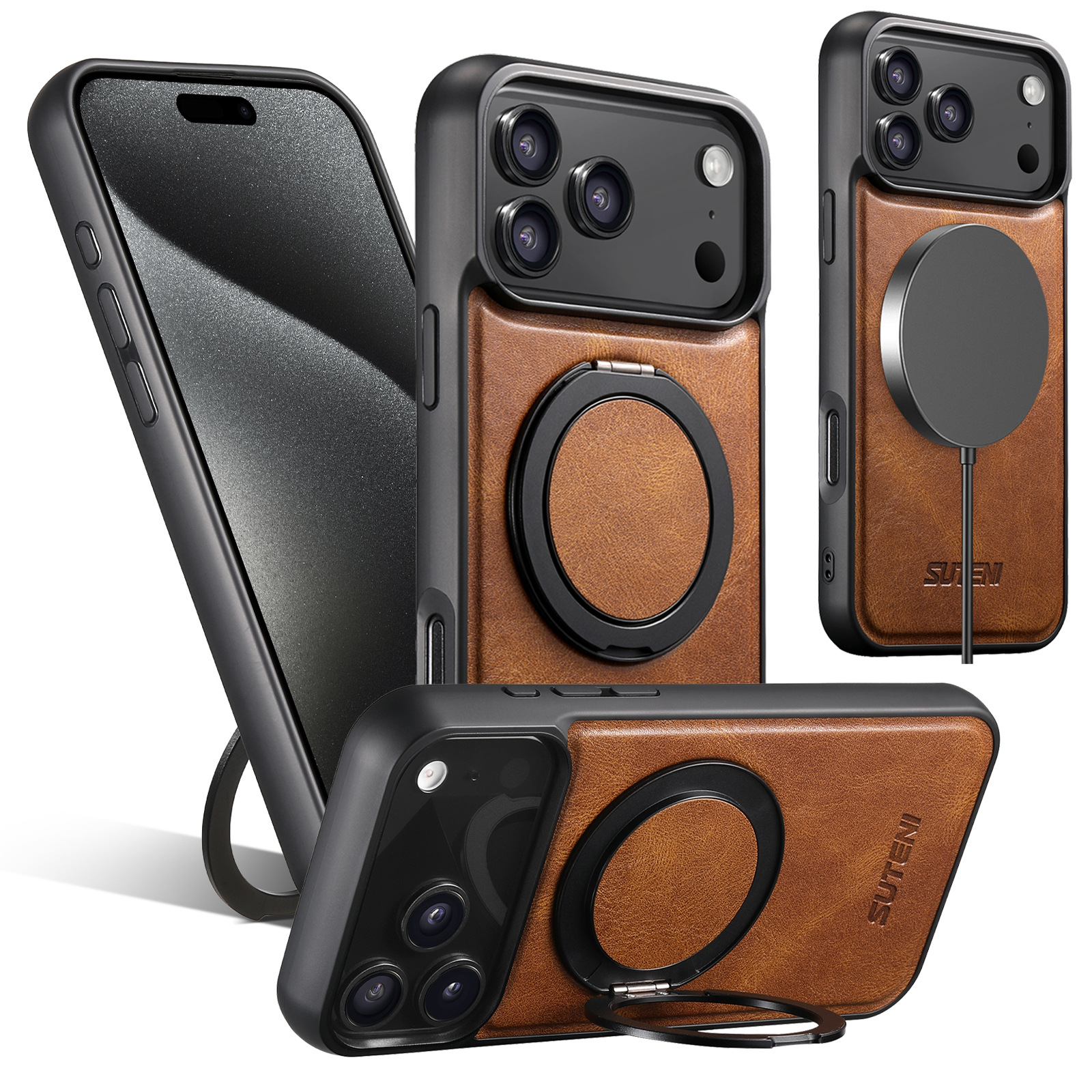 Leather Magnetic Wireless Charging Phone Case
