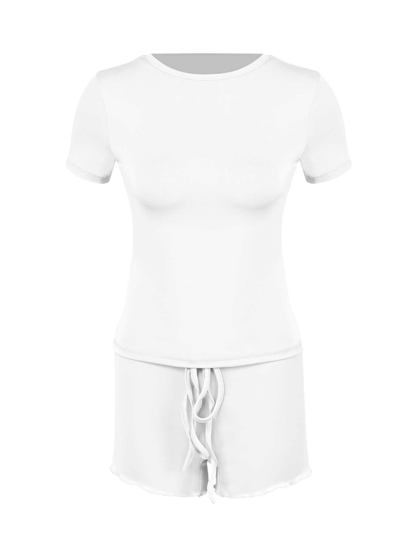 Womens Stylish Form-fitting Short-sleeve Set With A Crew Neck
