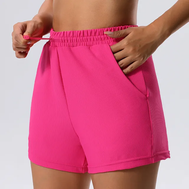 Summer Yoga, Fitness, Running, Slimming And Slimming Elastic Mesh Quick Drying Hot Pants Rose Red - Shop at LoveMi
