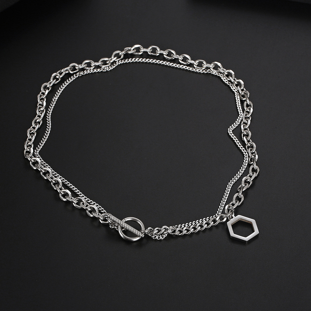 عقد مزدوج الطبقة مع قلادة سداسية للأولاد