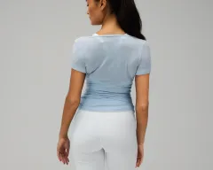 Slim-fit Short-sleeved Sports Blouse Running Training Tight - Sky Blue - View 1
