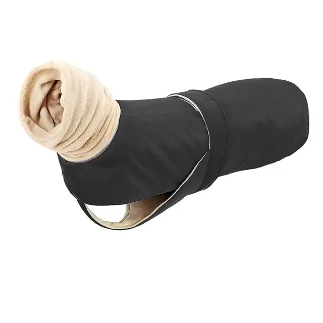 Thickened Long Neck Dog Coat with Velcro Closure for Winter — Black, XXXXXL