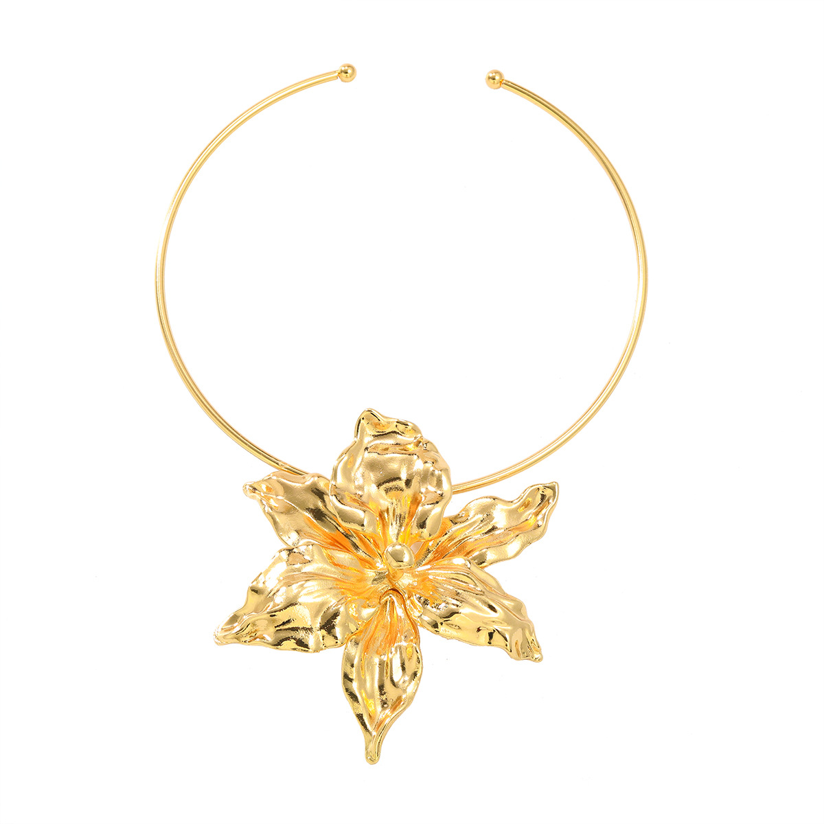 Womens Alloy Floral Choker Necklace In European And American Hip-Hop Style