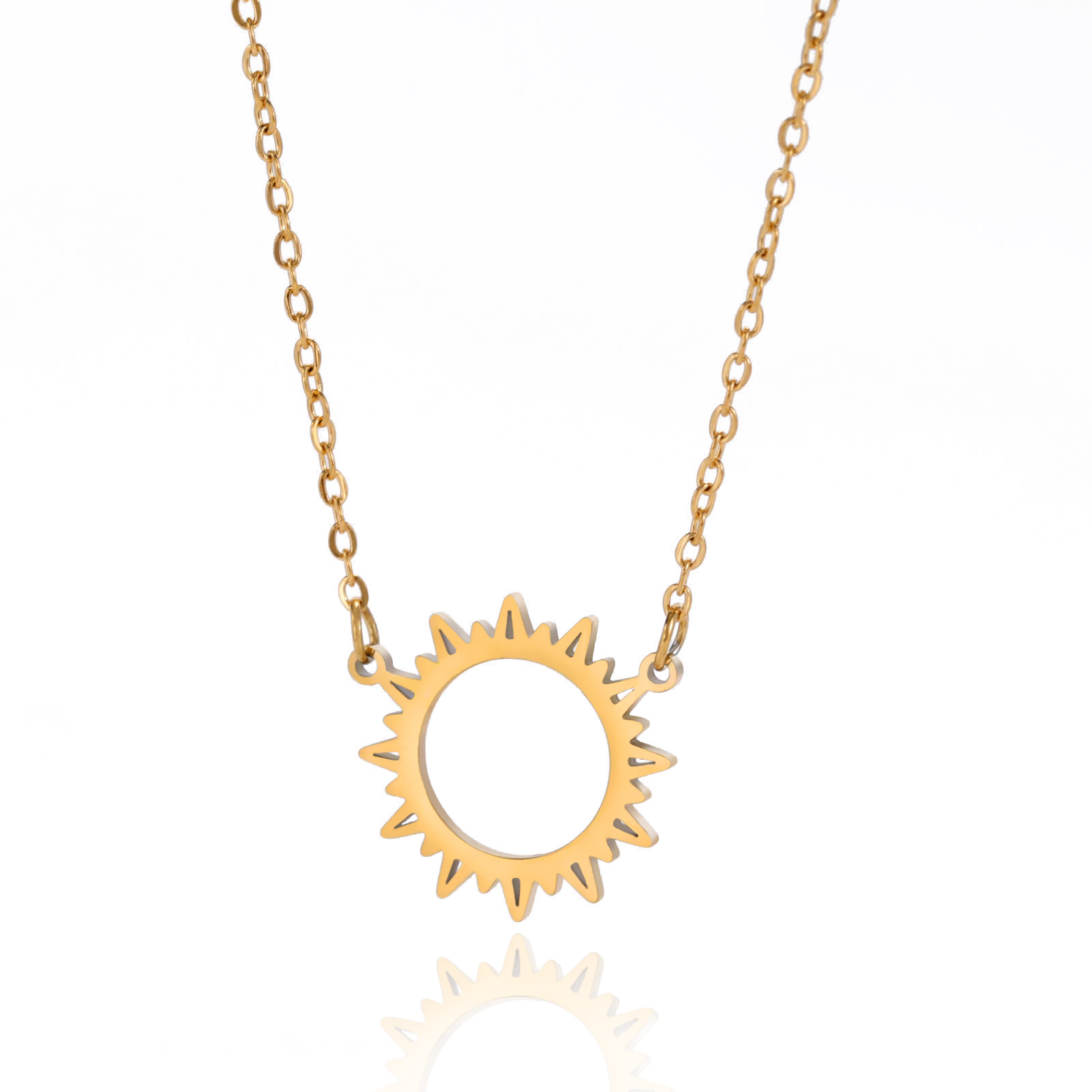 Hot Selling Product Titanium Steel Sun Shining Pendant Necklace