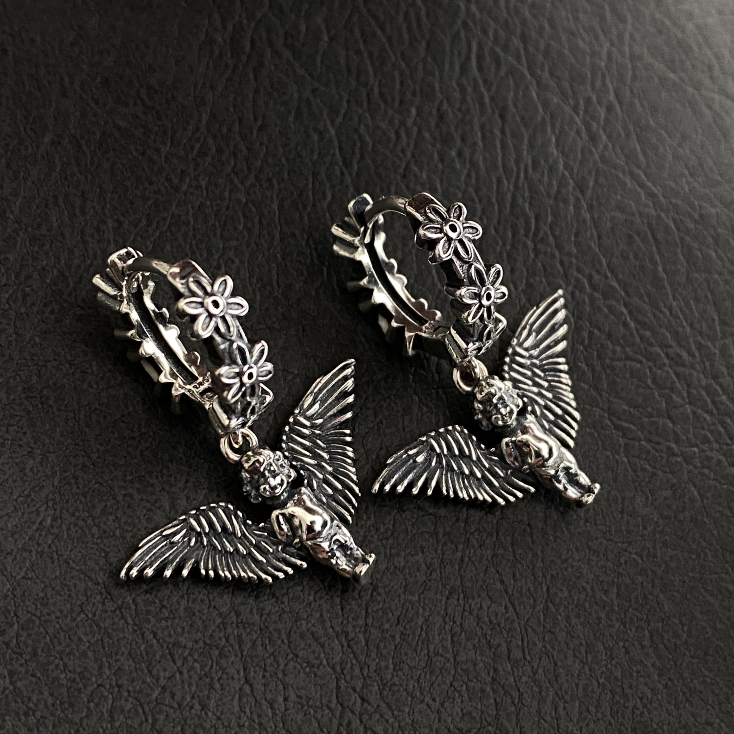 Niche Design S925 Sterling Silver Angel Flower Ear Clips Women