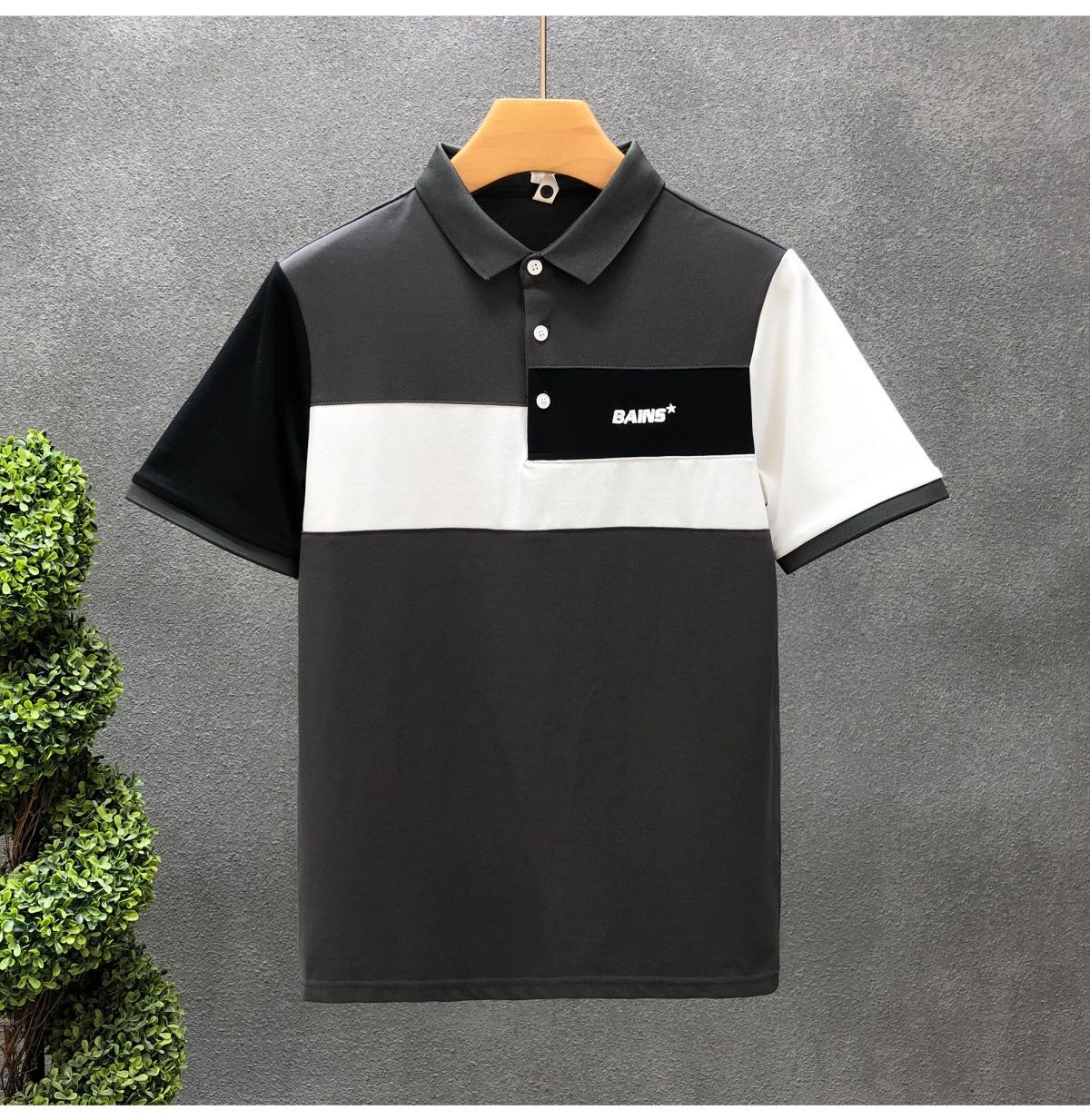 Title 9, Mens Trend Stitching Contrast Color Polo Shirt...