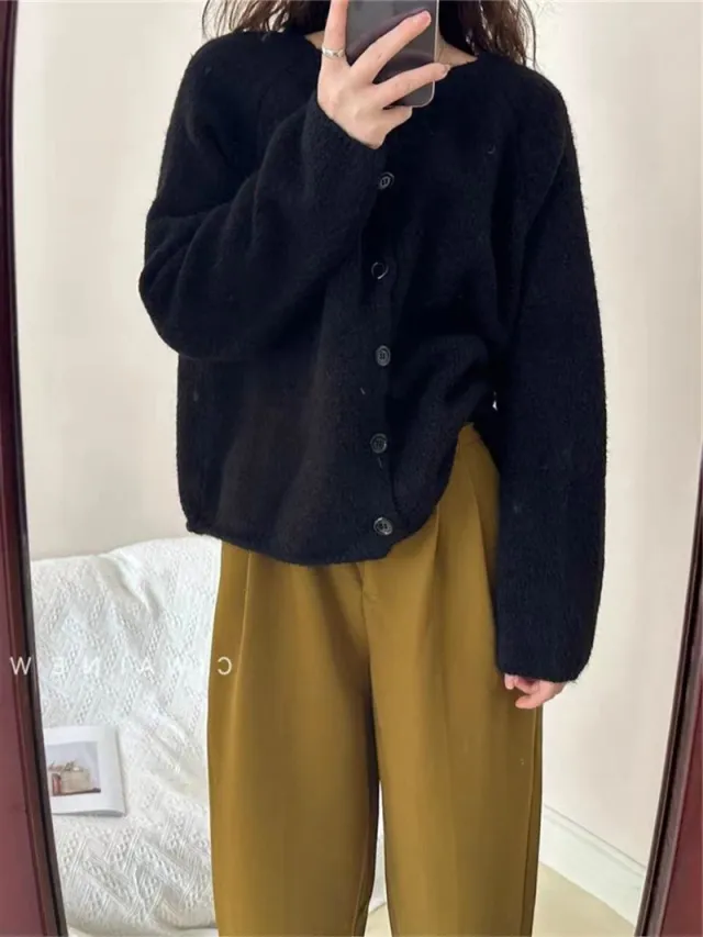 Fashion Loose And Slimming Outer Wear Thick Top Black - Shop at LoveMi