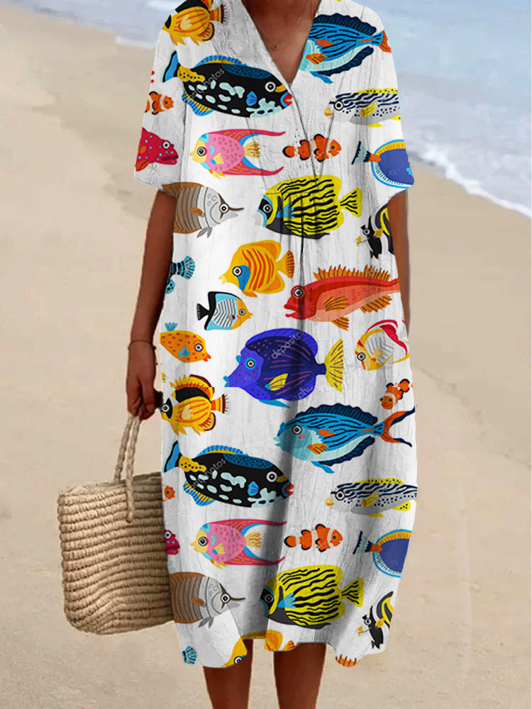 Womens Casual Dress With 3D-Printed Sleeves