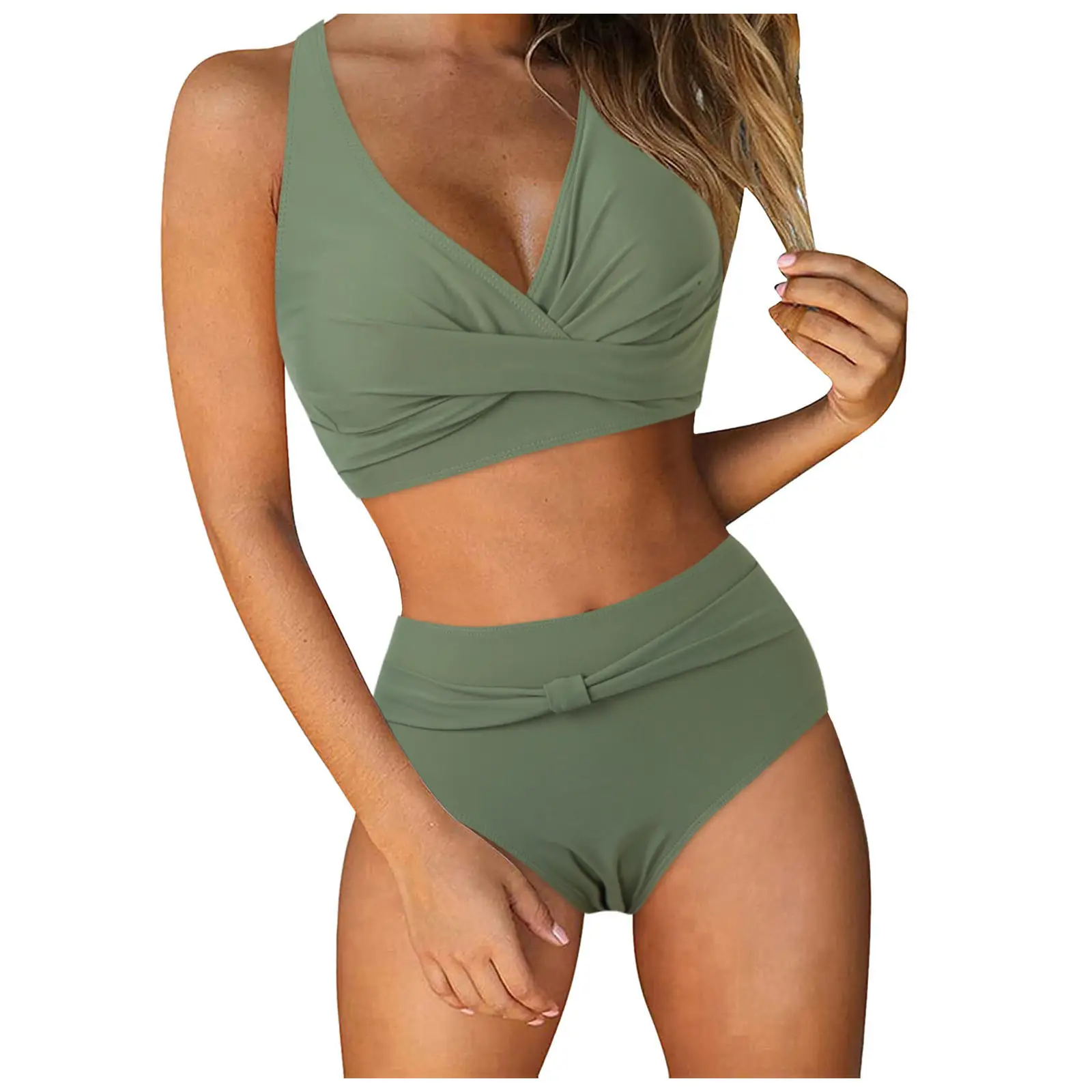 Women's Two Piece Swimsuit - Floral Print Bikini Set with High Cut Bottoms and Push Up Top for Beach Vacation