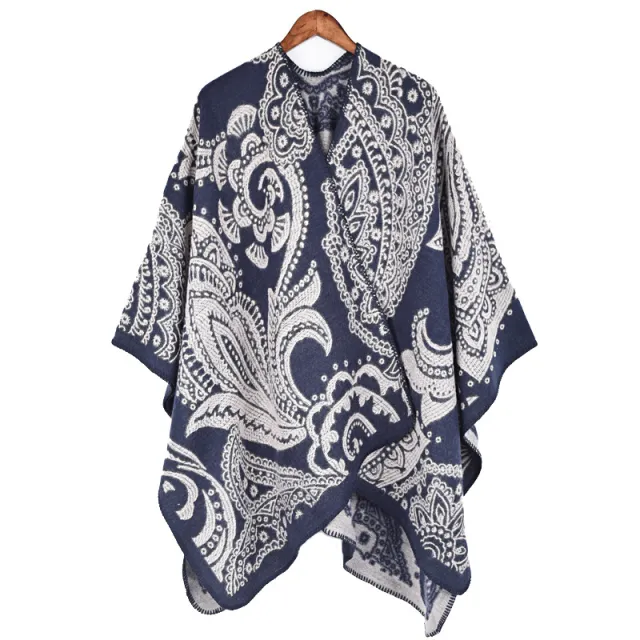 Fashionable Autumn And Winter Cashmere Women's Scarf All matching Warm Shawl Cape Blue - Shop at LoveMi
