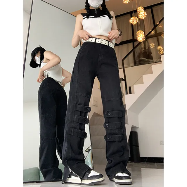 Women's Casual Fashion Straight Jeans Black - Shop at LoveMi