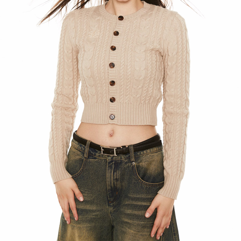 American Retro Slim Knit Short Cardigan Coat