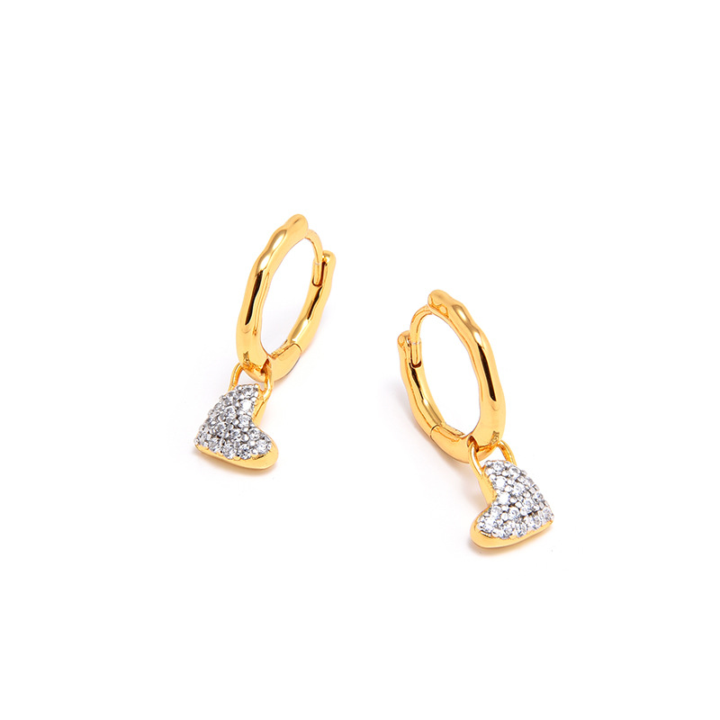 Full Rhinestone Zircon Love Light Luxury Minority Earrings