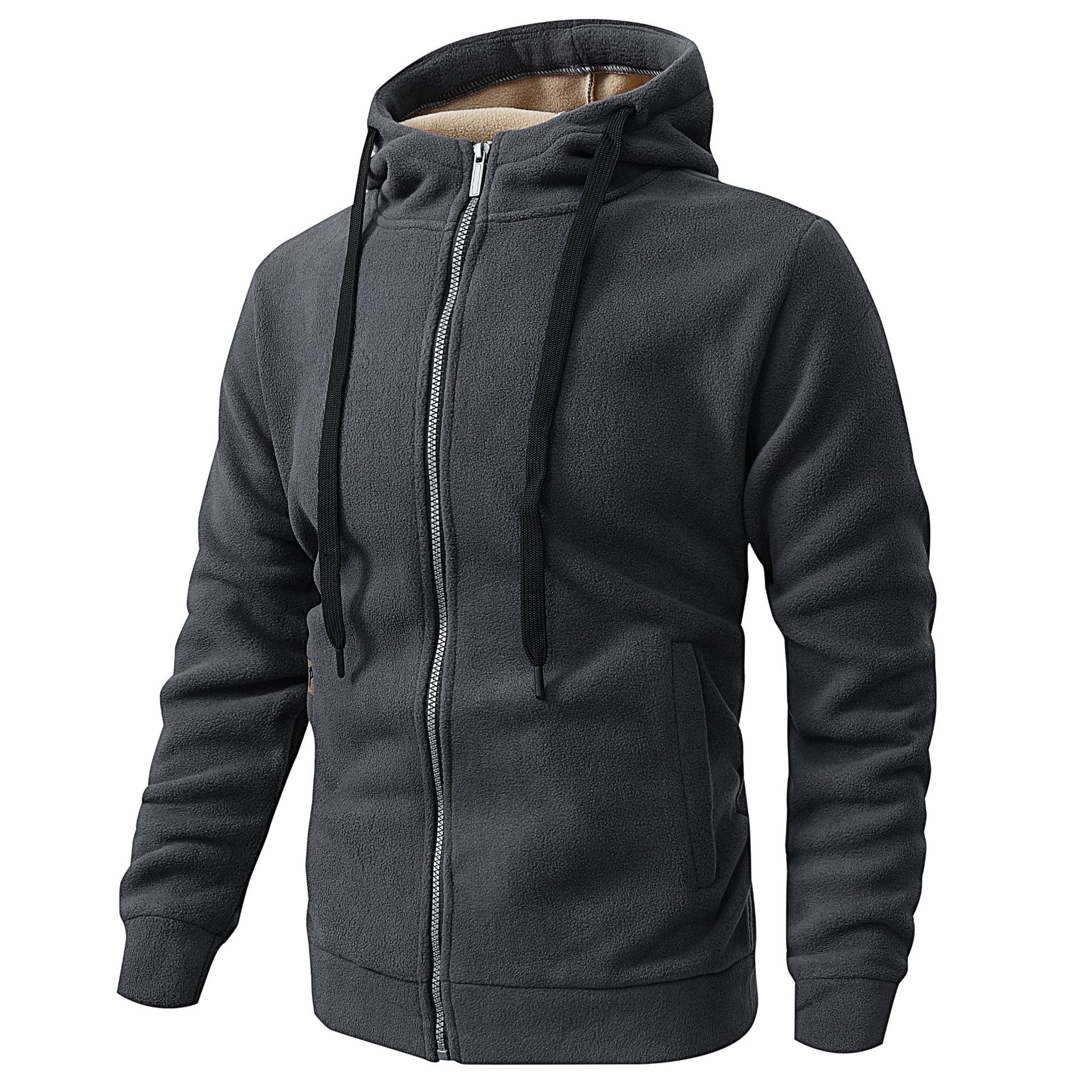 Mens Fleece-Lined Jacket With Hooded Sweatshirt From Europe And The US