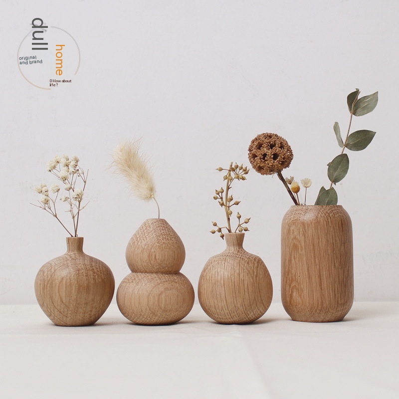 Japanese Style Groceries Solid Wood Dried Flowers And Flowerpot Wooden Craftwork Ins Vase — foto 19