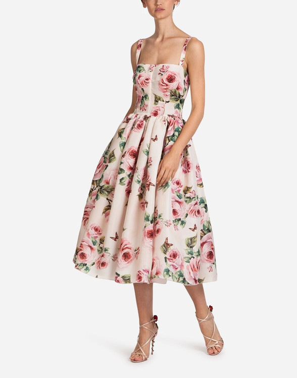 Title 4, Puffärmeliges Kleid mit Rosenprint