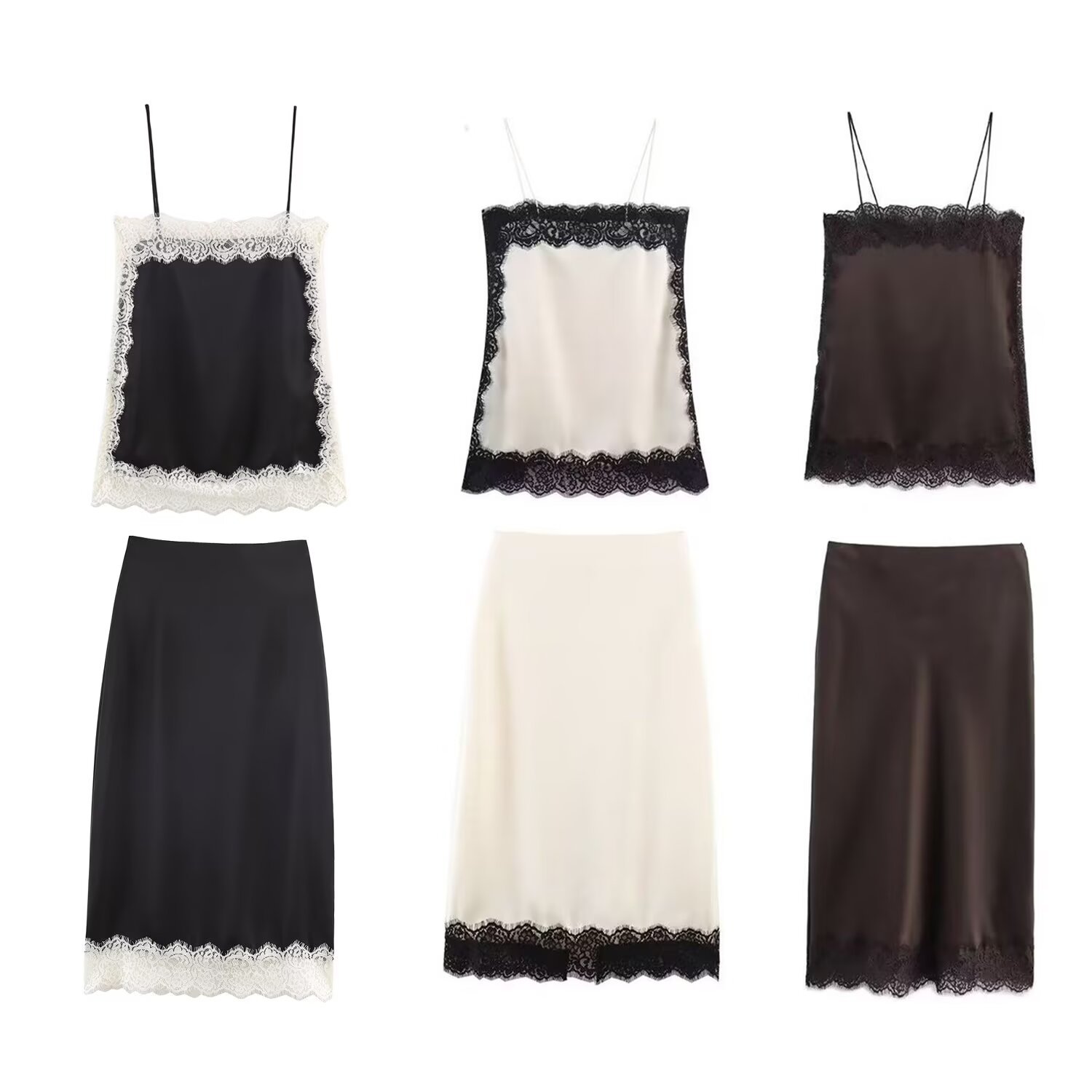 Lace-trimmed Silk-satin Slip Dress Set