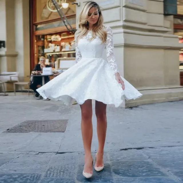 Wedding Dress White Vintage Lace Women Dress Beige - Shop at LoveMi