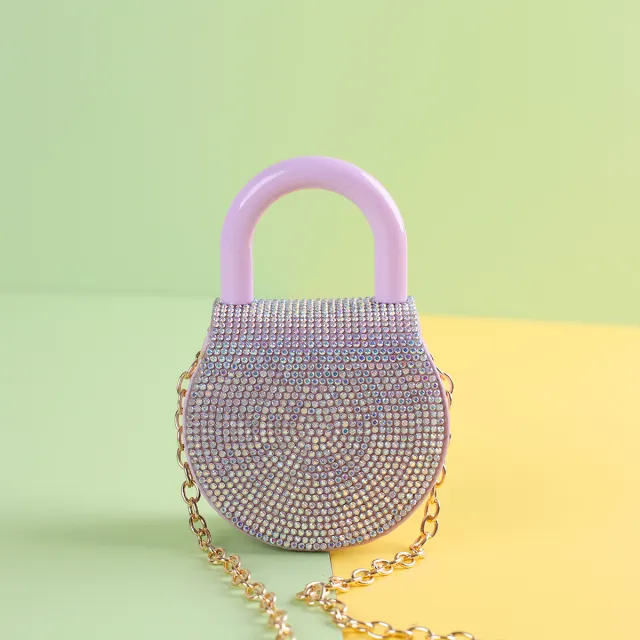 Handle Advanced Small Round Bag Simple With Diamond Purple - Shop at LoveMi
