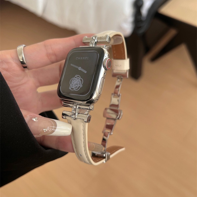 Diamond-embellished Leather Watch Strap 7