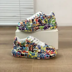 Hand-painted Shoes Women's Platform Casual Shoes Painted Sports - Purple - View 1