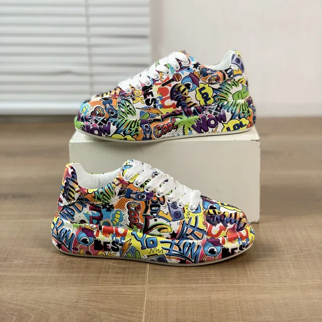 Hand painted Shoes Women's Platform Casual Shoes Painted Sports Purple - Shop at LoveMi
