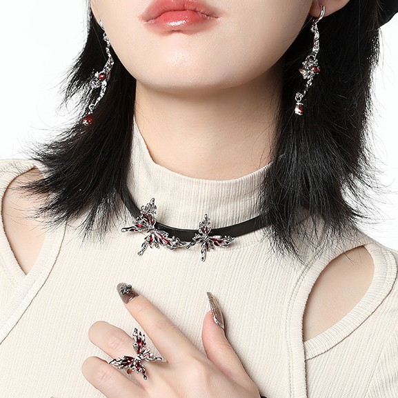 Original Red Butterfly Necklace New Chinese Style