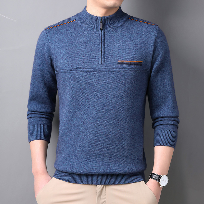 Men's Half-turtleneck Zipper Sweater For Middle-aged And Elderly People - Image 3