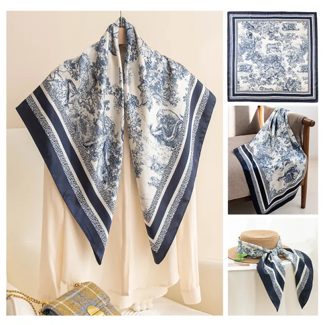 Women's Polyester Scarf Fashionable Printed Shawl Blue - Shop at LoveMi