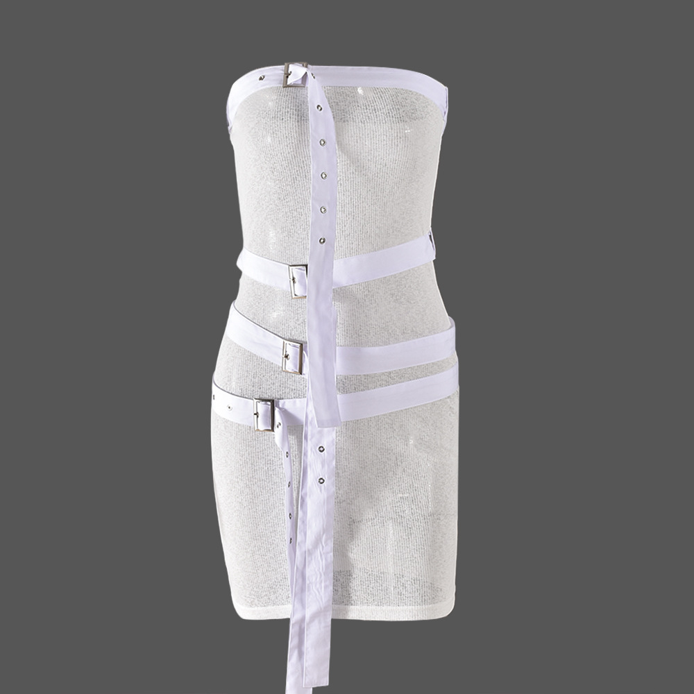 Women's Chest Wrap Multiple Tied Dress Sexy Patchwork One step Skirt White - Shop at LoveMi