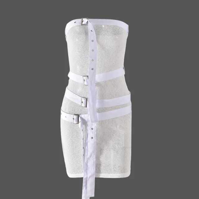 Women's Chest Wrap Multiple Tied Dress Sexy Patchwork One step Skirt White - Shop at LoveMi