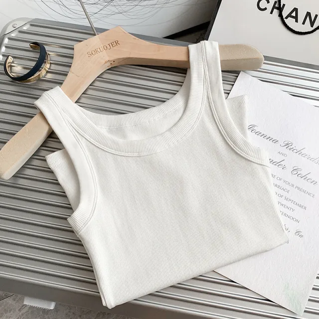 Cotton Thread Inner Anti exposure Plus Size I shaped Vest White - Shop at LoveMi