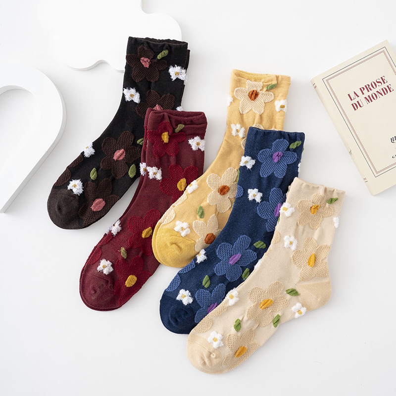 Retro Floral Mid-calf Womens Socks