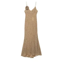 Pure Desire Style Flower Decoration Polka Dot Length Dress - View 1