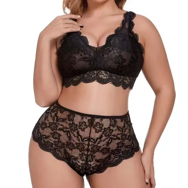 Lace Flower Suspender Shorts XL Set Black - Shop at LoveMi