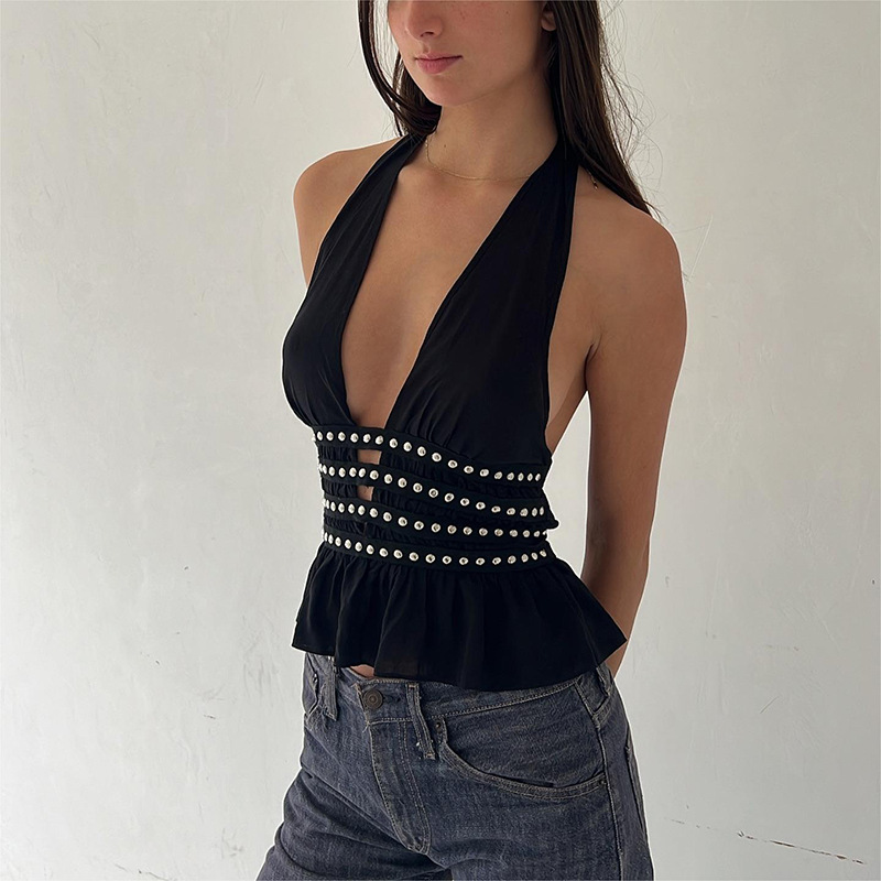Deep-V Halter Tank Top In European And American Style