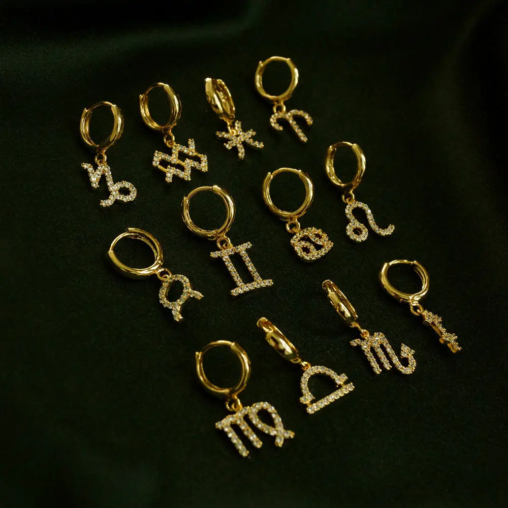Zodiac Micro Paved Zircon Earrings