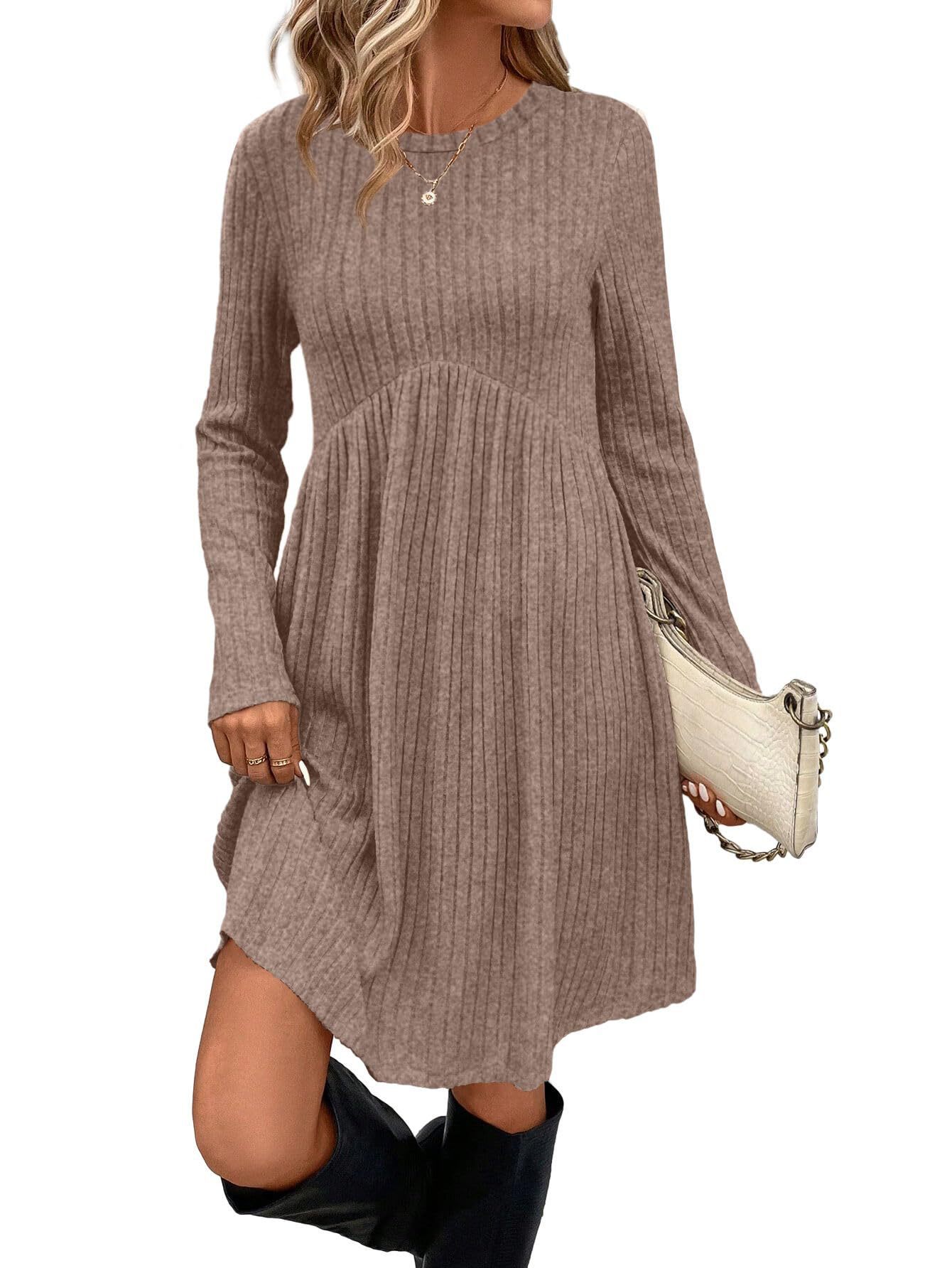 Women's Dress Bohemian Brushed Sunken Stripe Khaki - Shop at LoveMi