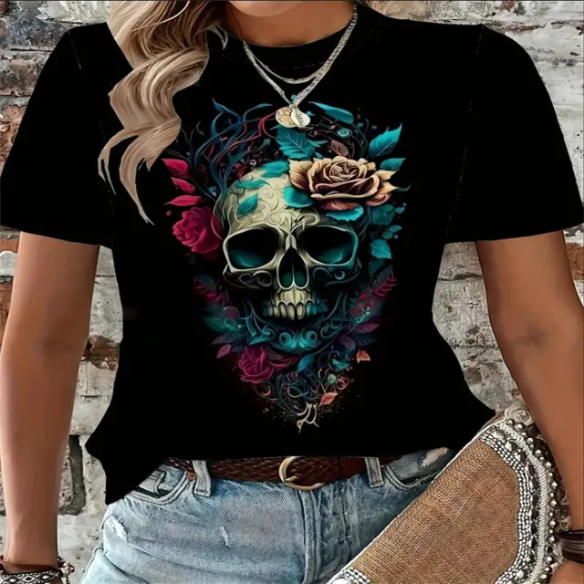 Women's Summer T shirt Printed Fashion Casual Cute Short Sleeve Black - Shop at LoveMi
