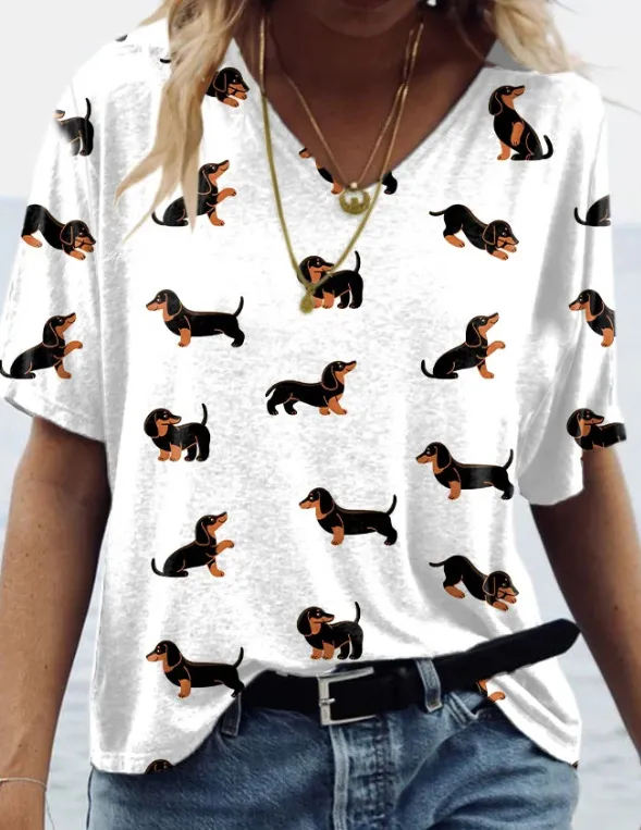 Short Sleeve V neck T shirt Women's Clothing White - Shop at LoveMi