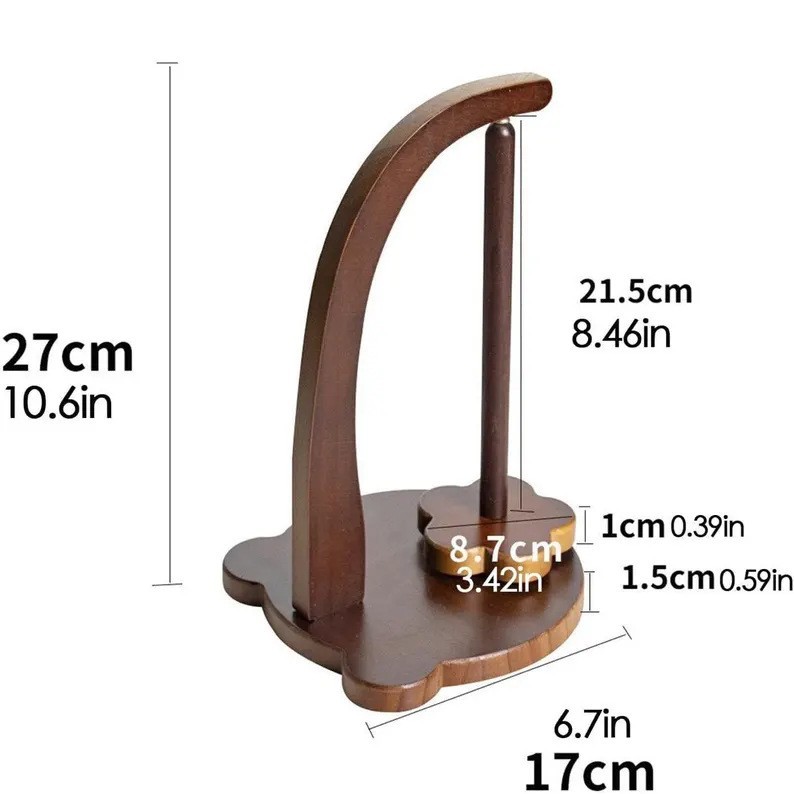 Wooden magnetic rotatable spool rack (bear varnish)