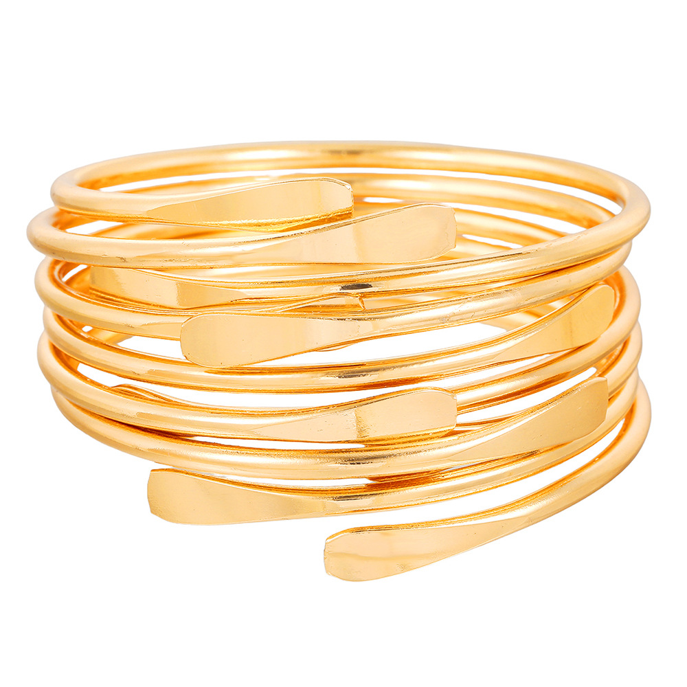 Simple Flattened-end Open Alloy Bracelet