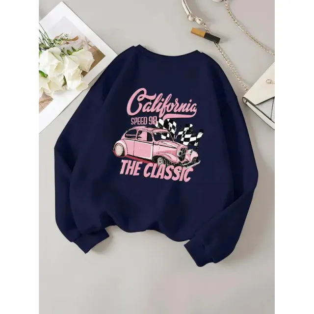 California Classic Competition Pattern Sweater For Women Blue - Shop at LoveMi