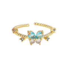 Fashionable All-match French Simplicity Butterfly Adjustable Ring For Women - Gold - View 1